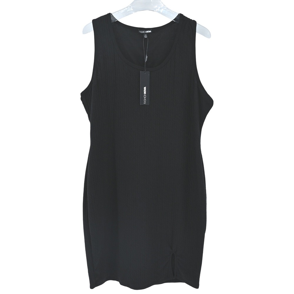 NWT 2X Fashion Nova Womens Black Textured Sleeveless Whimsigoth Bodycon Dress